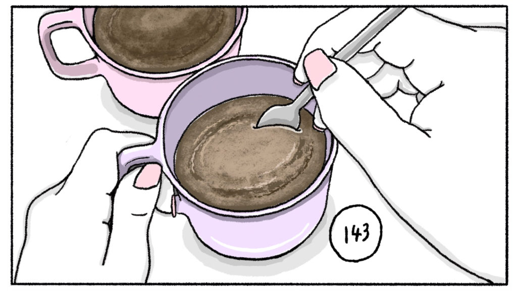 コーヒーをかき回す　アラサー女　女の子　女子　イラスト　漫画
